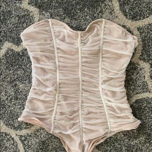 Light Mesh White and Nude Bodysuit